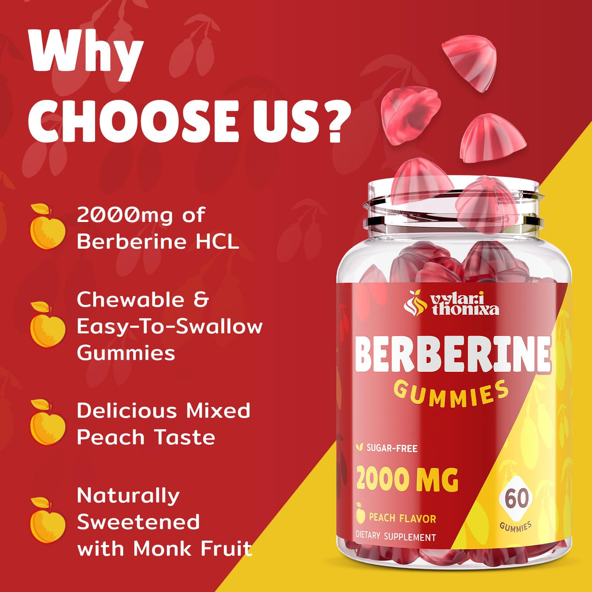 Gummies de Berbérine Vylarithonixa 2000 mg avec Cannelle de Ceylan