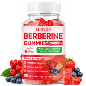Gummies de Berbérine ZUNYOU 2000mg avec Cannelle de Ceylan, vue de face