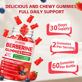 Gummies de berbérine ZUNYOU, vue de dessus avec une cuillère
