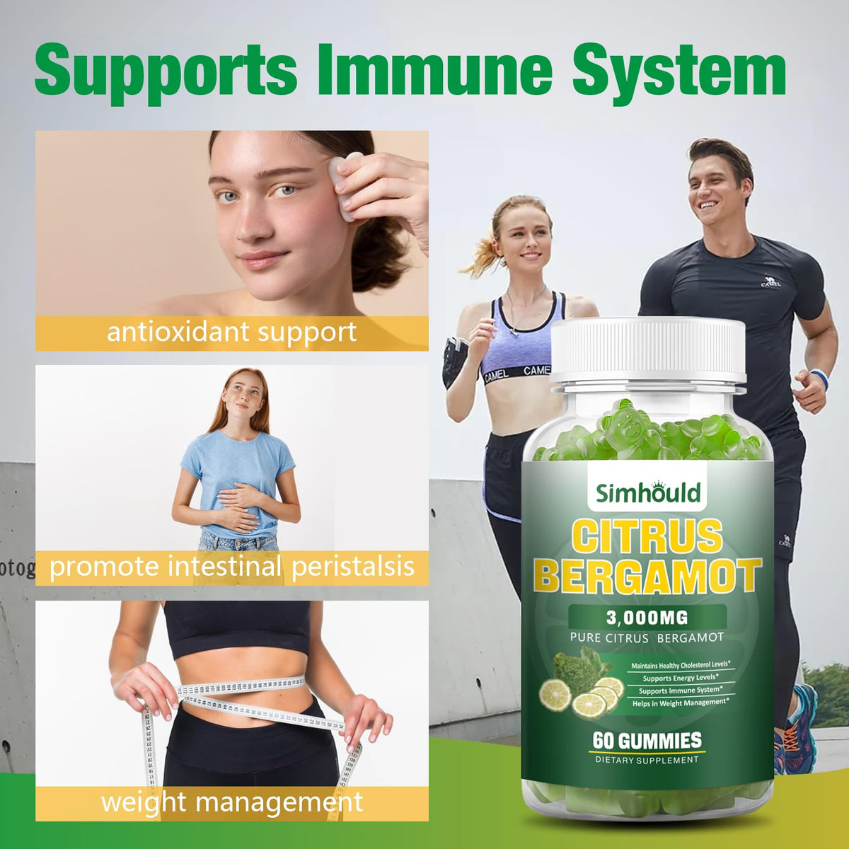 Gummies de bergamote citron Simhould, présentation sur une table