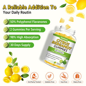 Gummies de bergamote citron Zetelixia avec un fond neutre