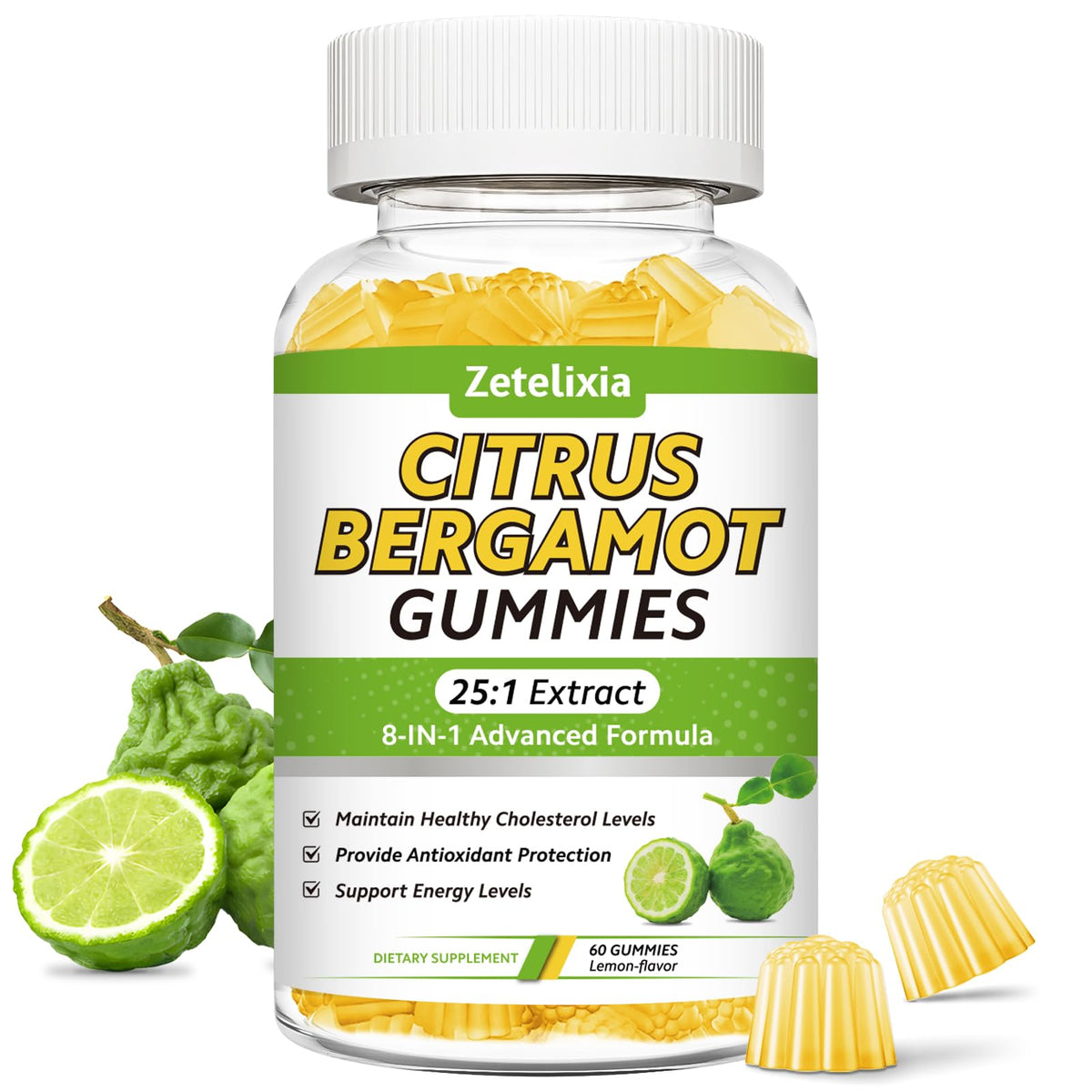 Gummies de bergamote citron Zetelixia en boîte de 60 unités