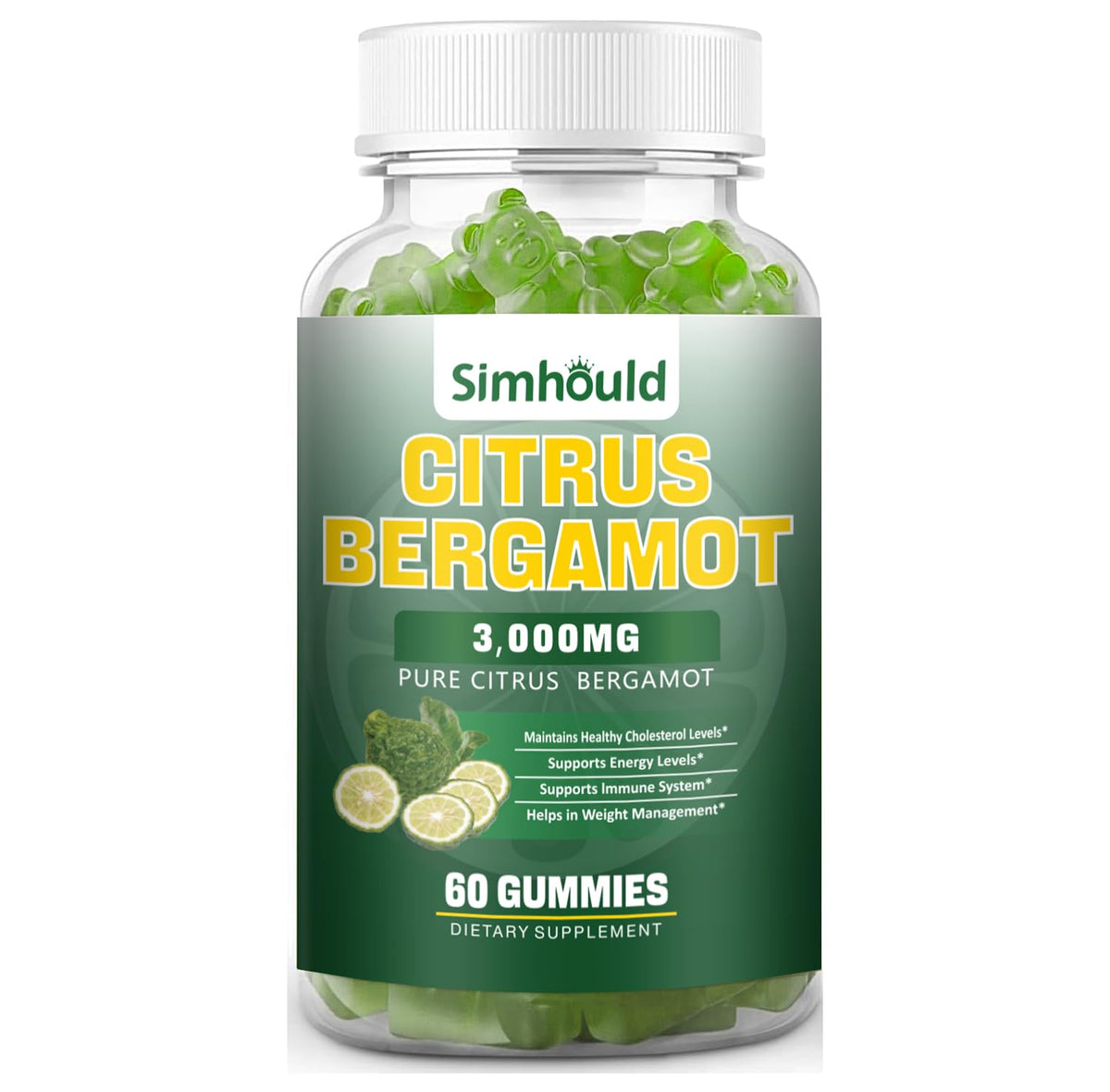 Gummies de bergamote citronnée Simhould 3000 mg, boîte vue de face