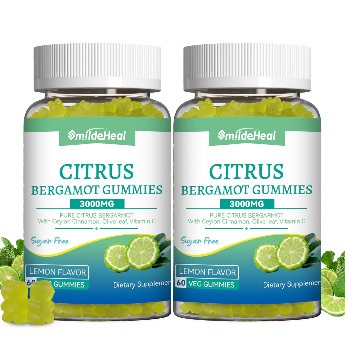Gummies de Bergamote Citronnée SmildeHeal, 120 pièces, vue de face
