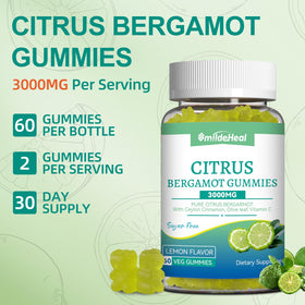 Gummies de Bergamote Citronnée SmildeHeal, présentation sur une table