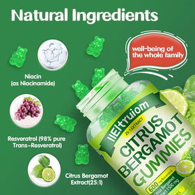 Gummies de bergamote citrus IIEltruiom sur une surface en bois