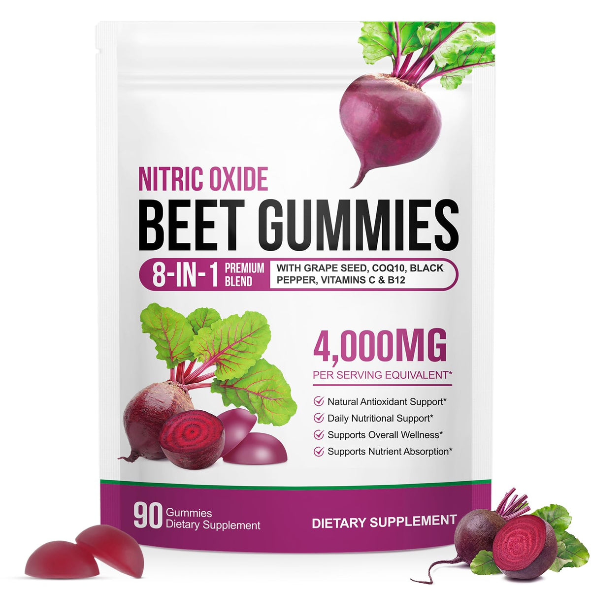 Gummies de Betterave CSDLQNF pot avant avec étiquette colorée