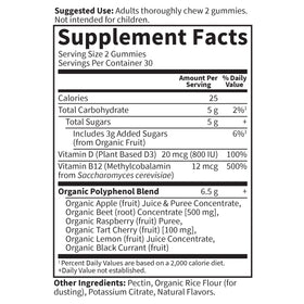 Gummies de Betterave Garden of Life, mise en scène avec des fruits