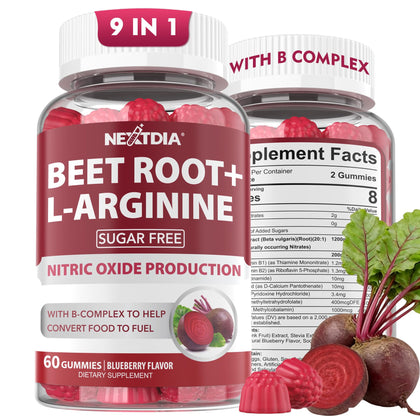 Gummies de betterave Nextdia 1200mg avec L-Arginine, vue de face