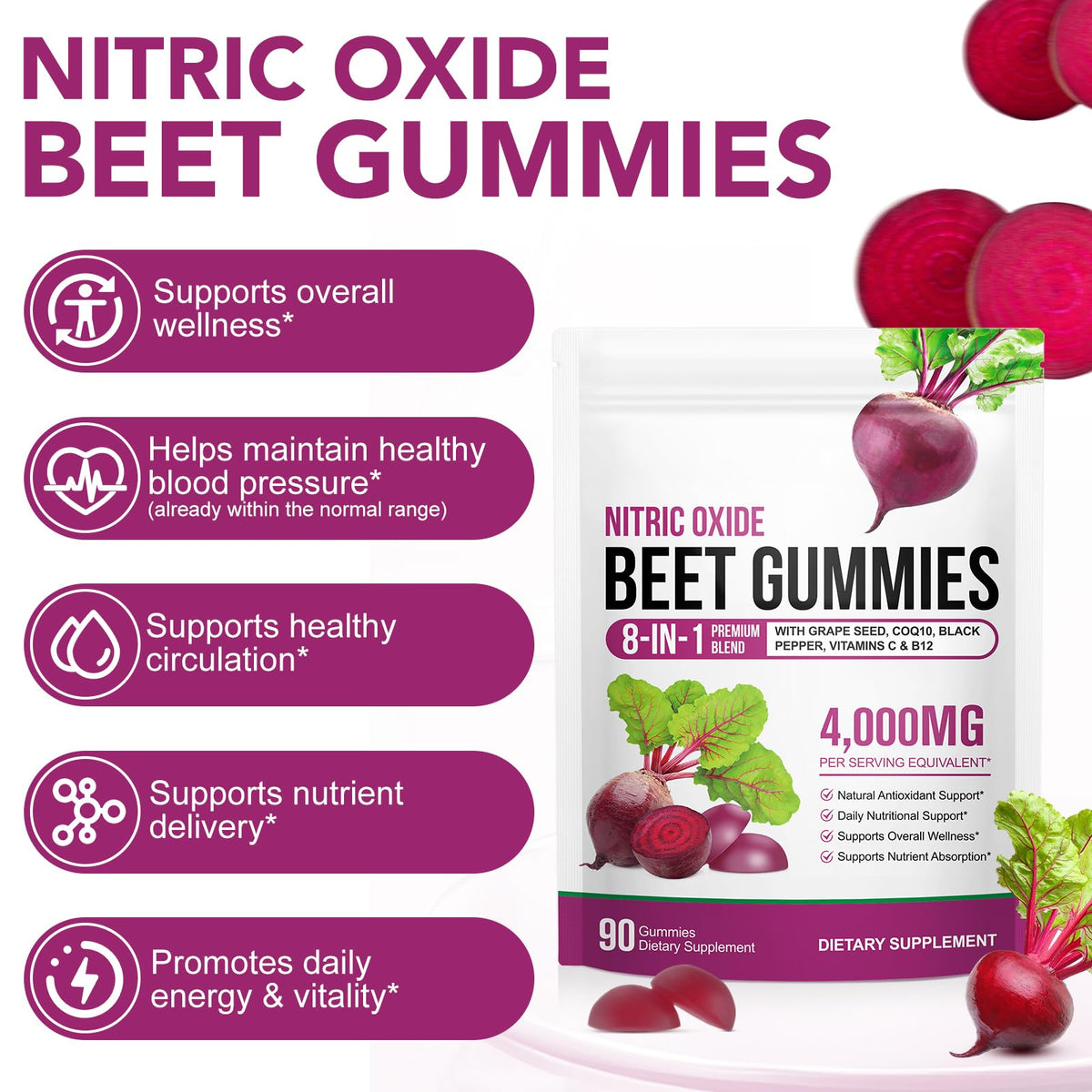 Gummies de Betterave Tooffi, vue de côté avec une main