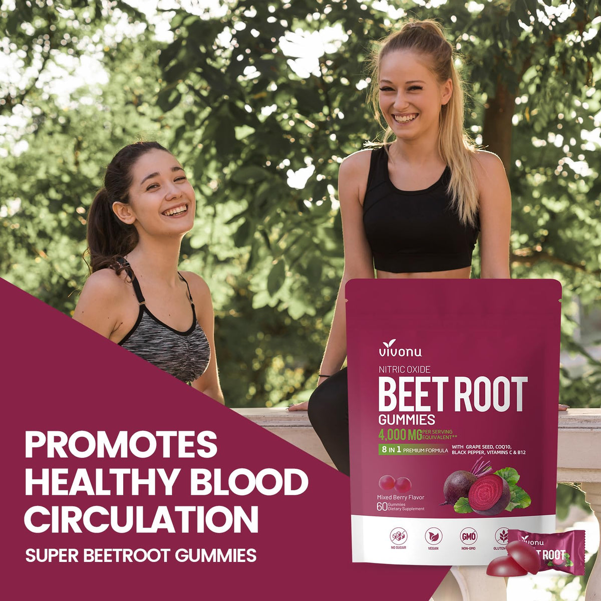 Gummies de Betterave VivoNu, présentation en mode lifestyle