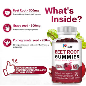 Gummies de betterave Webuff montrant la texture et la couleur