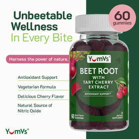 Gummies de betterave YUM-V'S au goût de baies, présentation des gummies