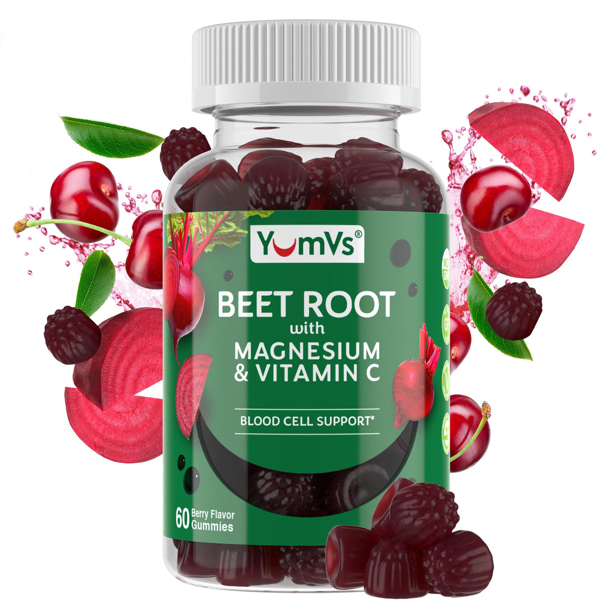Gummies de betterave YUM-V'S saveur baie vue de face
