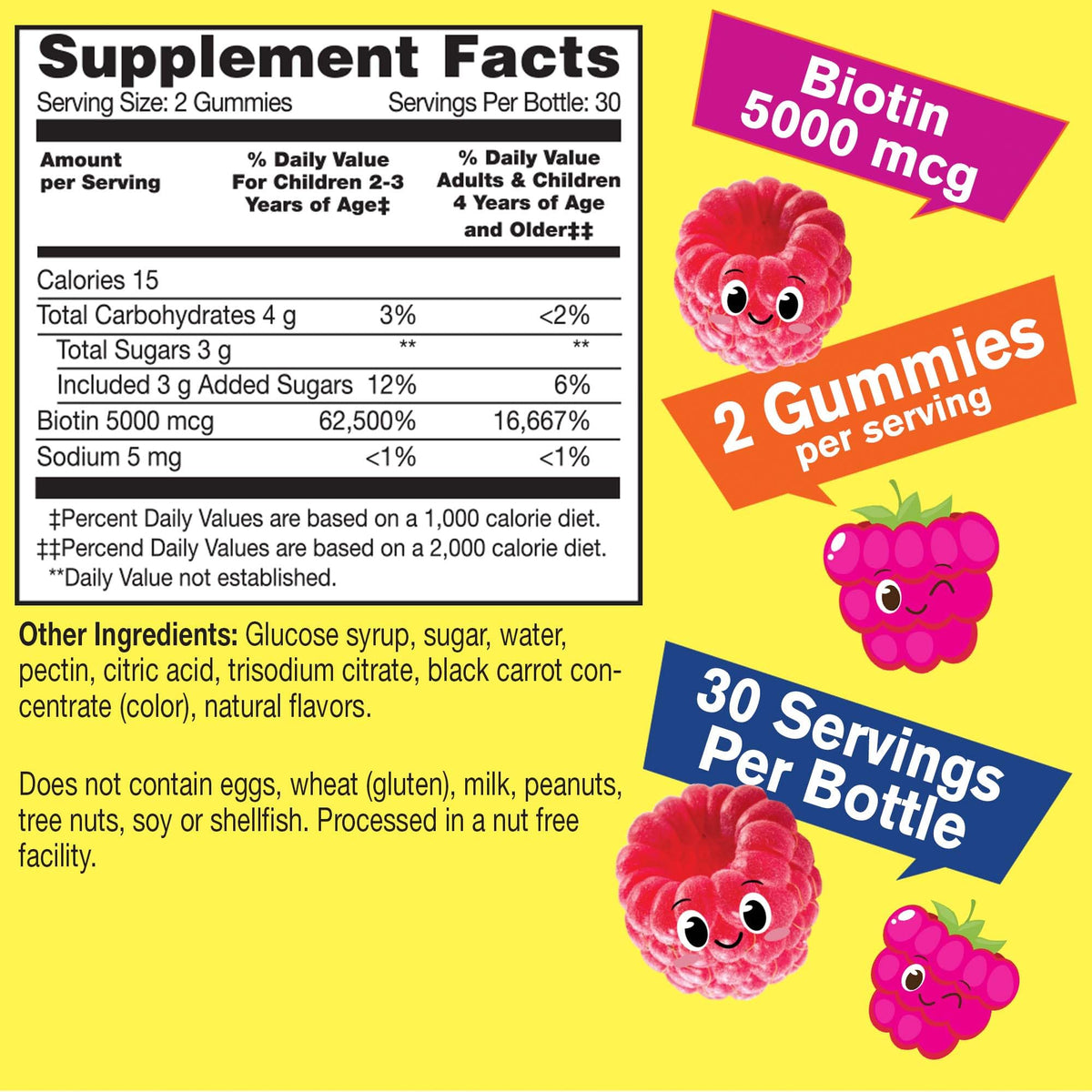 Gummies de biotine WellYeah, couleur framboise, en gros plan