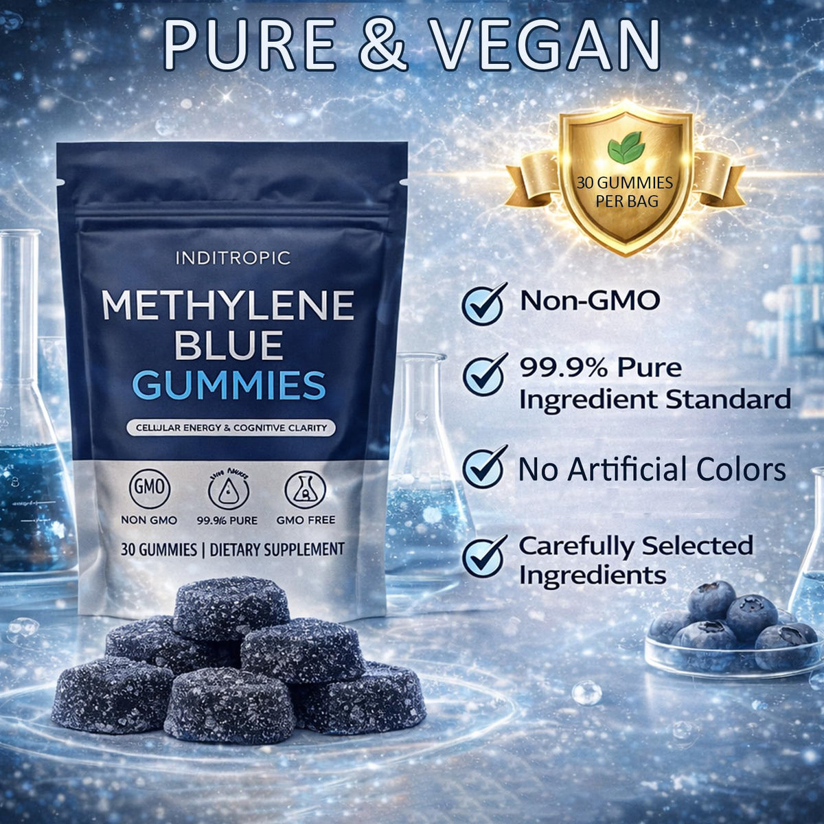 Gummies de bleu de méthylène DXWXH, gummies dans la main