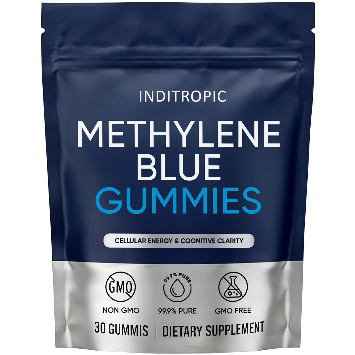 Gummies de bleu de méthylène DXWXH, vue de face, emballage