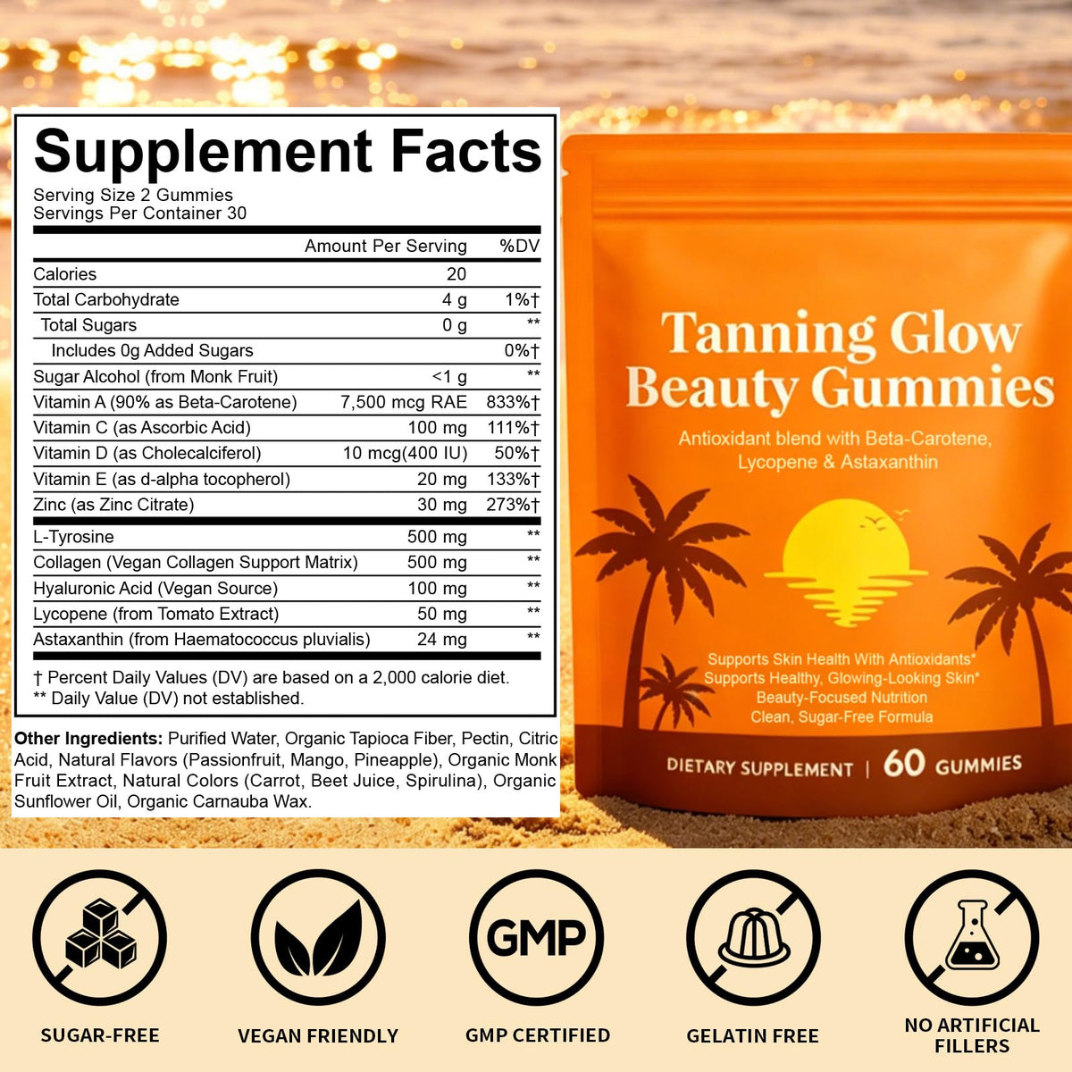 Gummies de Bronzage ADSBJUX pour un éclat naturel
