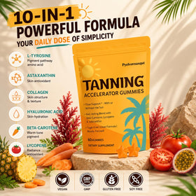 Gummies de bronzage Pyelvornaxqut montrant la taille du produit