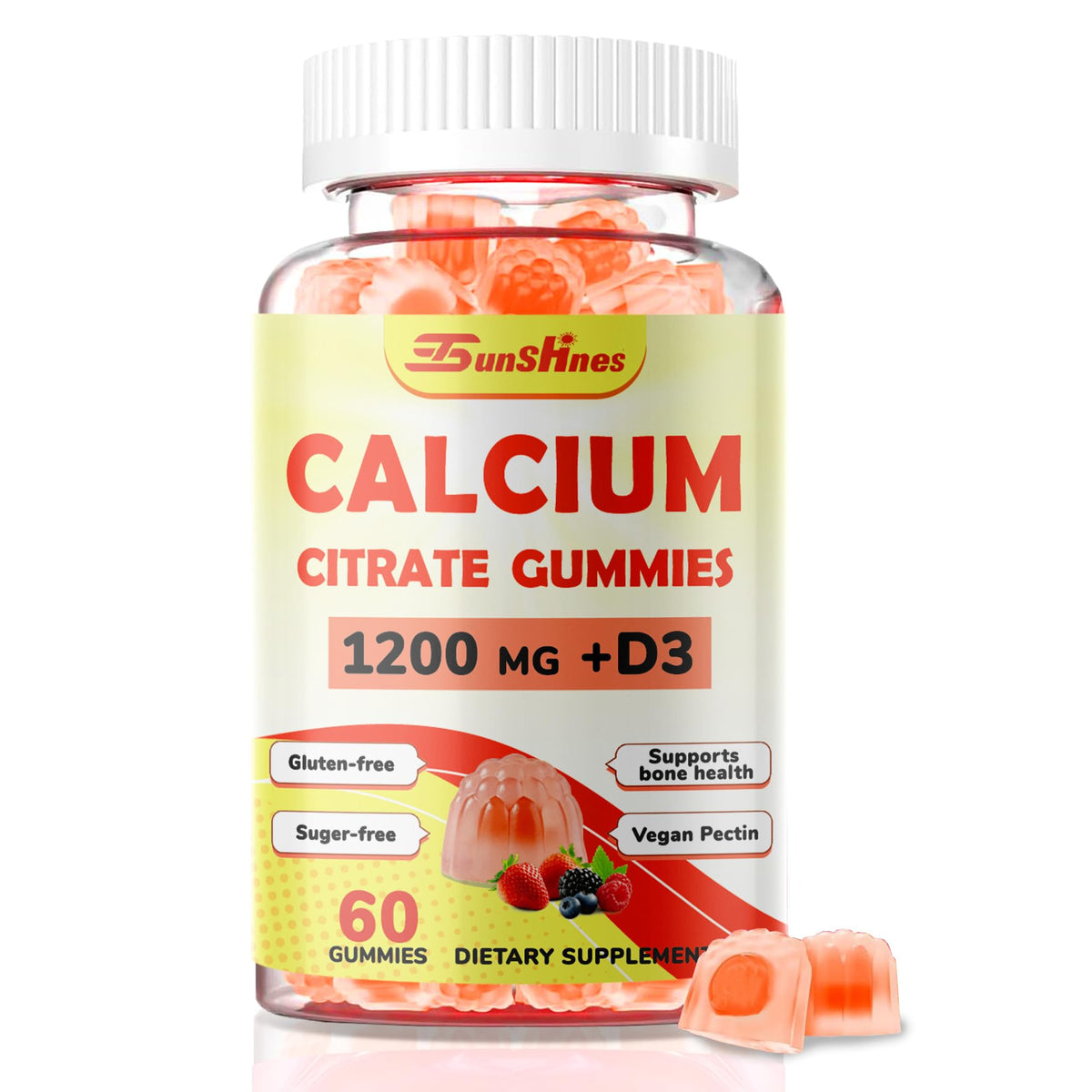 Gummies de calcium 1200 mg D3 K2 tsunshnes vue de face