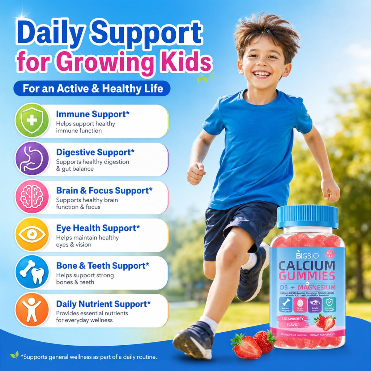 Gummies de calcium BIGBIO avec D3 et magnésium
