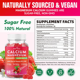 Gummies de Calcium BVIVLOO 1000mg, emballage et dosage