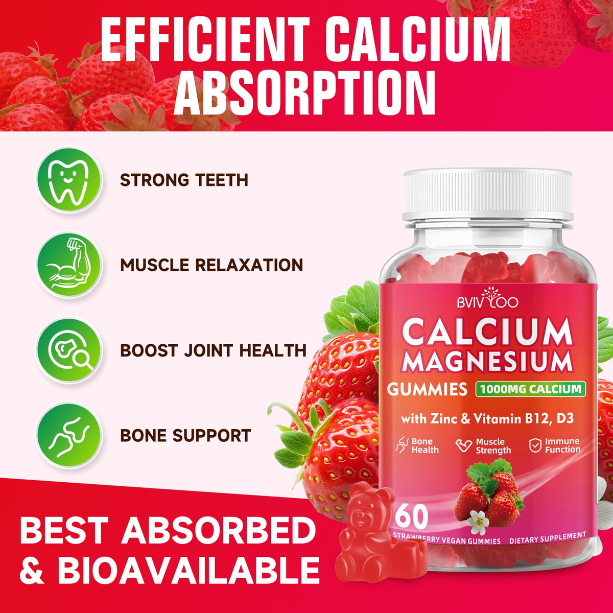 Gummies de Calcium BVIVLOO, détail des ingrédients