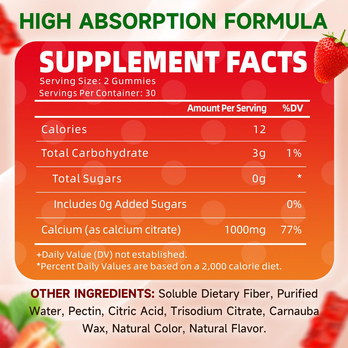 Gummies de Calcium Citrate 1000mg GrnLife, vue de près