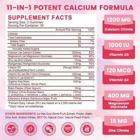 Gummies de Calcium Citrate 1200mg avec Vitamine D3 et K2 en gros plan