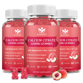 Gummies de Calcium Citrate 1200mg WOGORGT en bouteille, 60 pièces