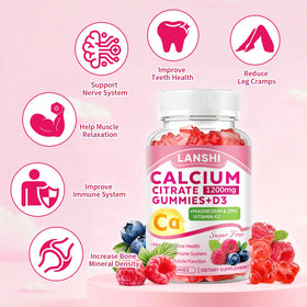 Gummies de Calcium Citrate avec vitamine D3 et K2, vue latérale