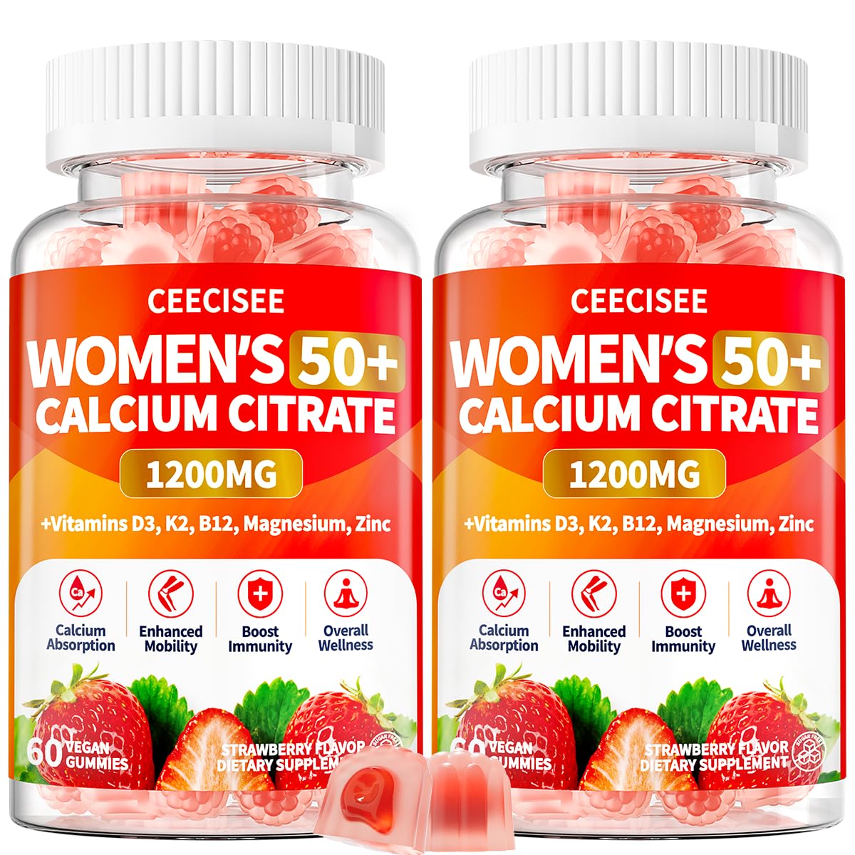 Gummies de calcium citrate Ceecisee 1200mg pour femmes 50+