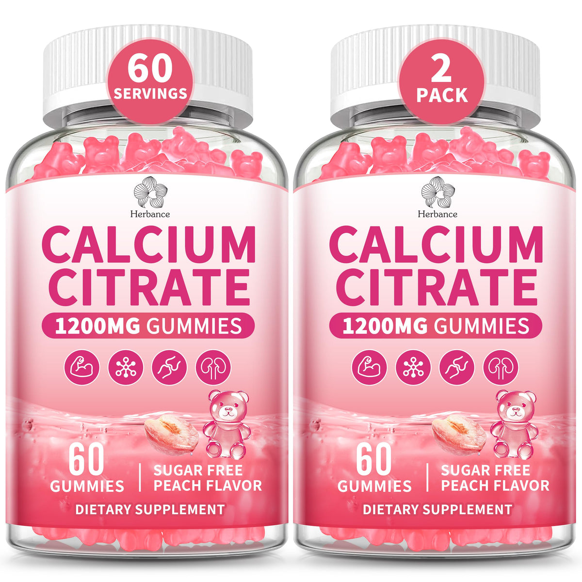 Gummies de Calcium Citrate Herbance 1200 mg, vue de face