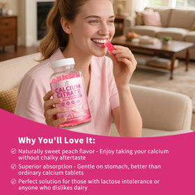 Gummies de Calcium Citrate Herbance avec goût de pêche