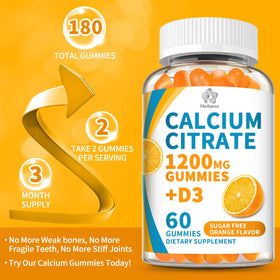 Gummies de calcium citrate Herbance, étiquetage des ingrédients