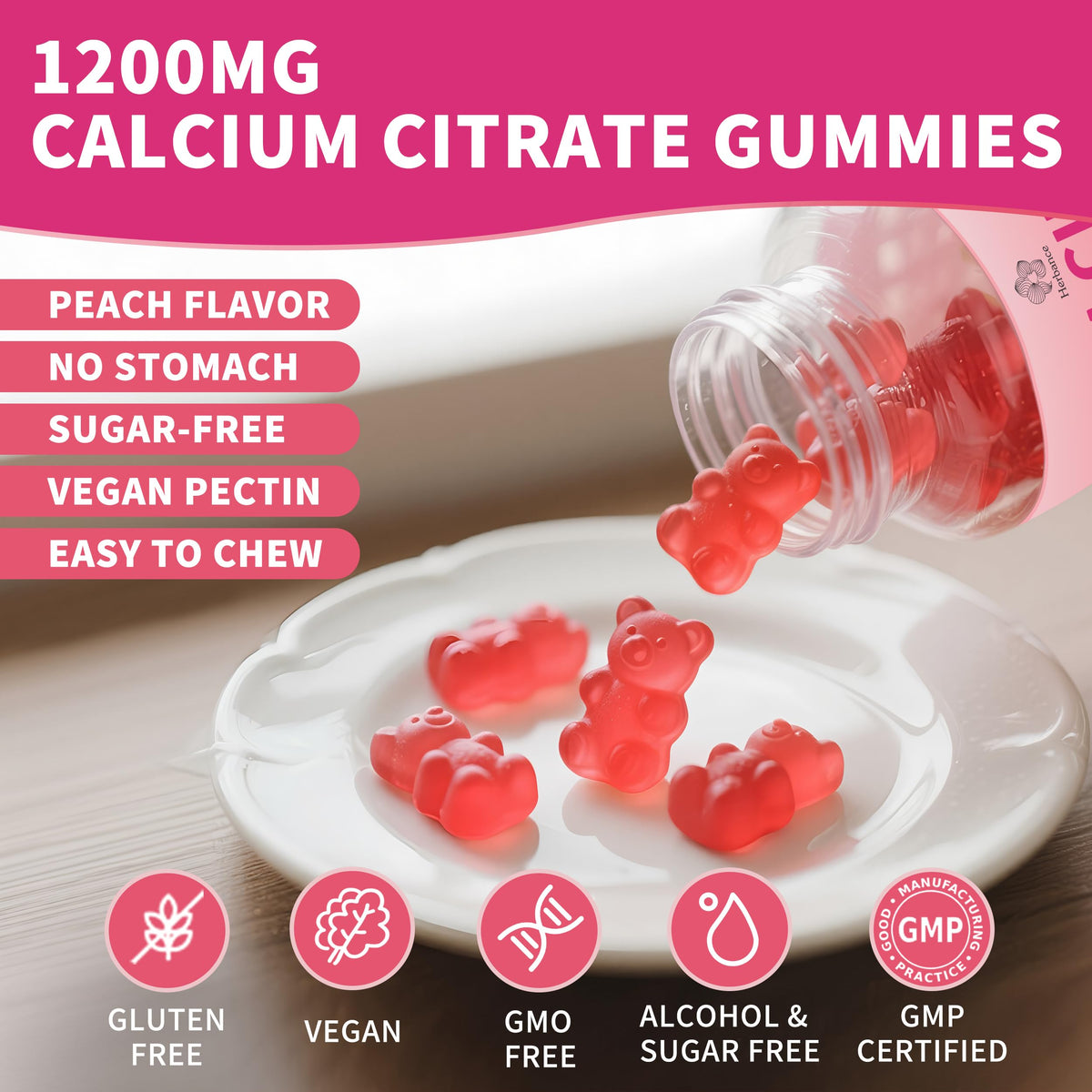 Gummies de Calcium Citrate Herbance sur une table