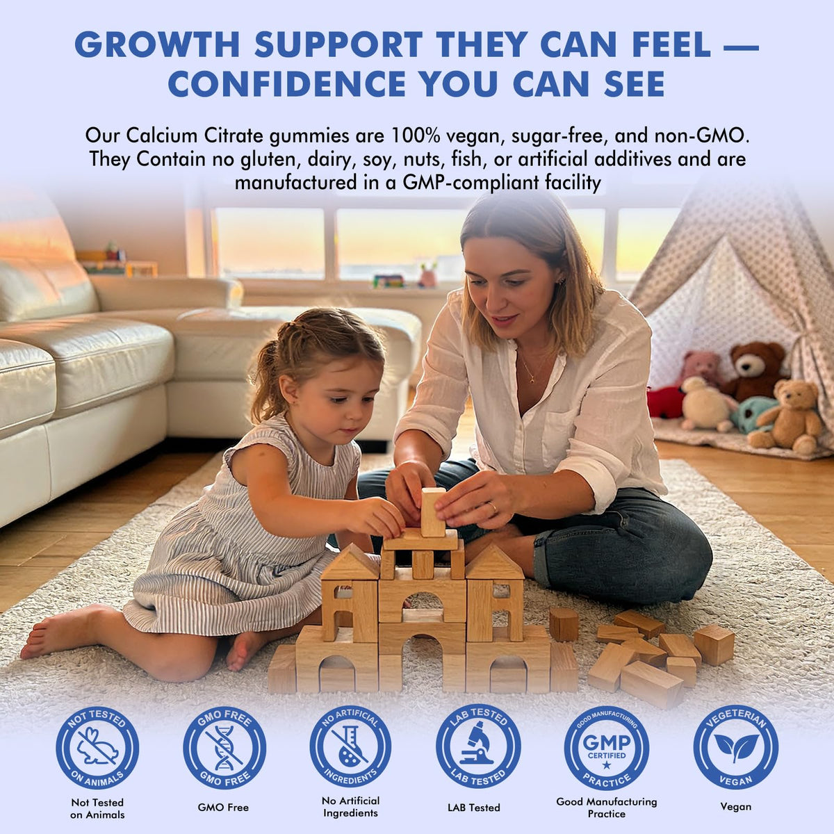 Gummies de calcium citrate LUCNVEM sur une table