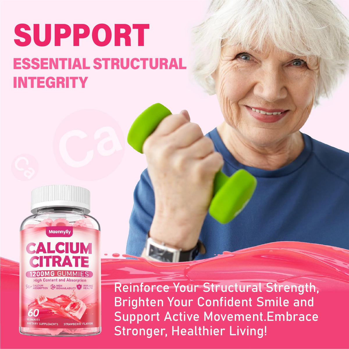 Gummies de calcium citrate Maennyliy sur une table en bois