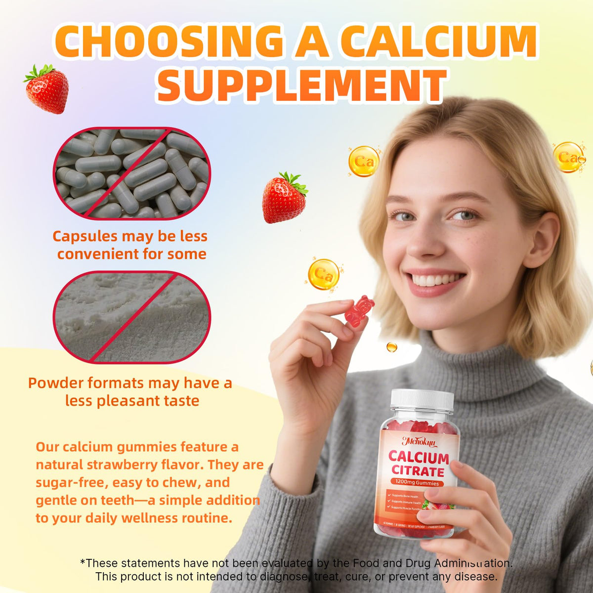 Gummies de Calcium Citrate Mchokuu dans une main