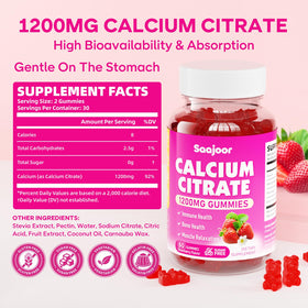 Gummies de calcium citrate Saajoor 1200 mg, vue latérale