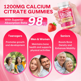 Gummies de calcium citrate Saajoor, portion avec 2 gummies