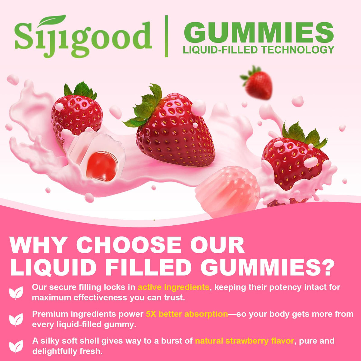 Gummies de Calcium Citrate Sijigood, vue de côté