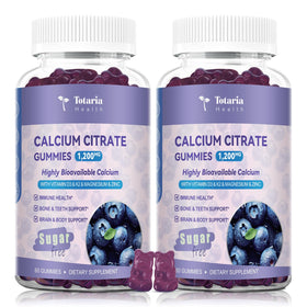 Gummies de calcium citrate Totaria 1200 mg saveur myrtille, vue de face