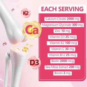 Gummies de Calcium Citrate XIHOLIY 2000 mg avec quelques gummies sur une table