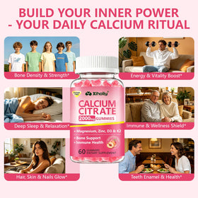 Gummies de Calcium Citrate XIHOLIY 2000 mg paquet arrière