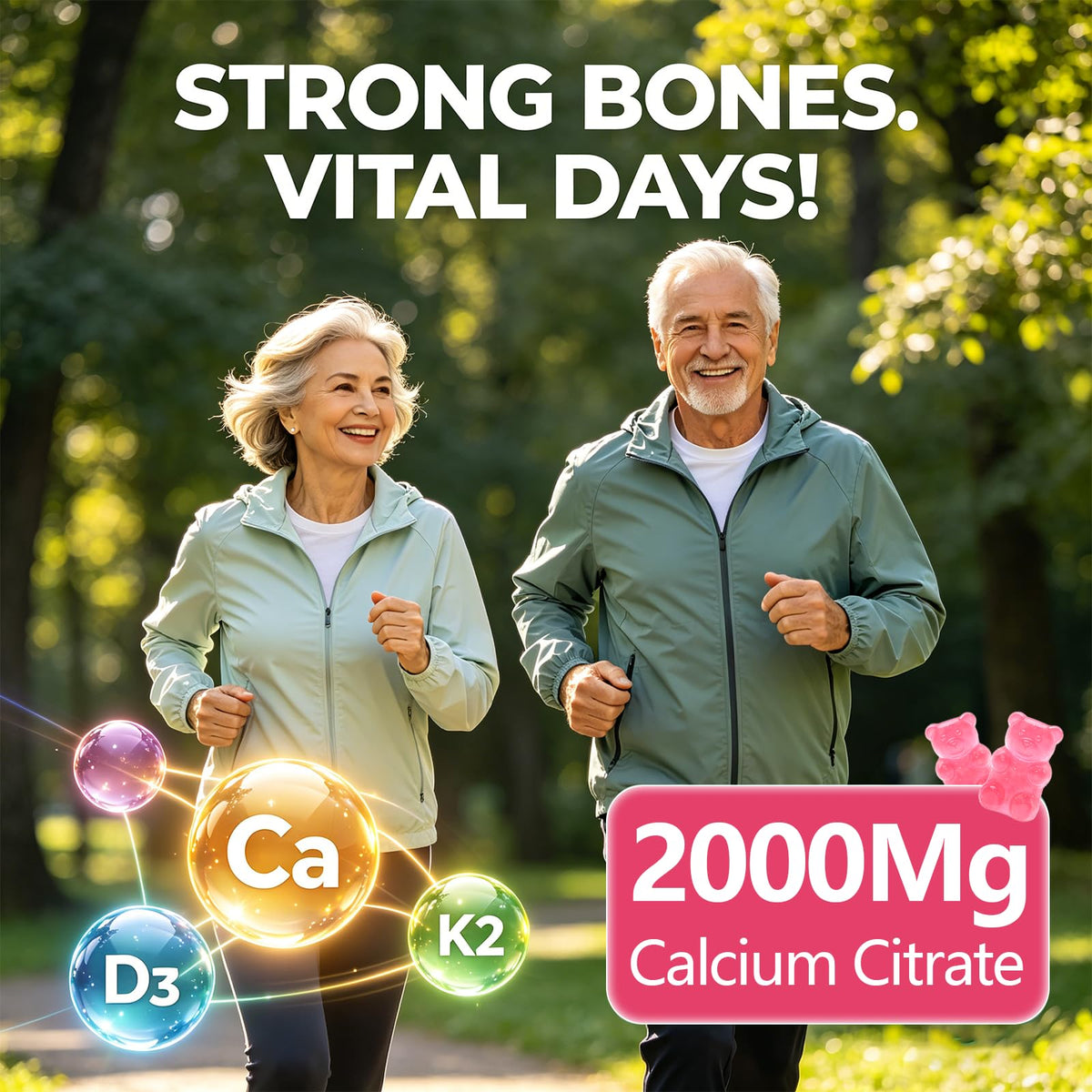 Gummies de Calcium Citrate XIHOLIY 2000 mg sur une surface en bois