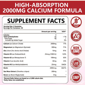 Gummies de Calcium Citrate XIHOLIY 2000 mg vue de côté