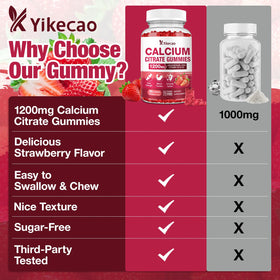 Gummies de calcium citrate Yikecao, ingrédients sur l'étiquette