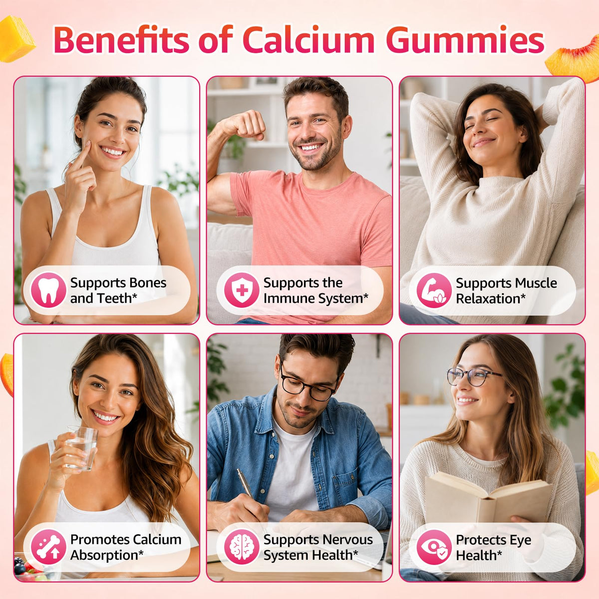 Gummies de Calcium CNCHEF 1200mg, vue arrière de l'emballage