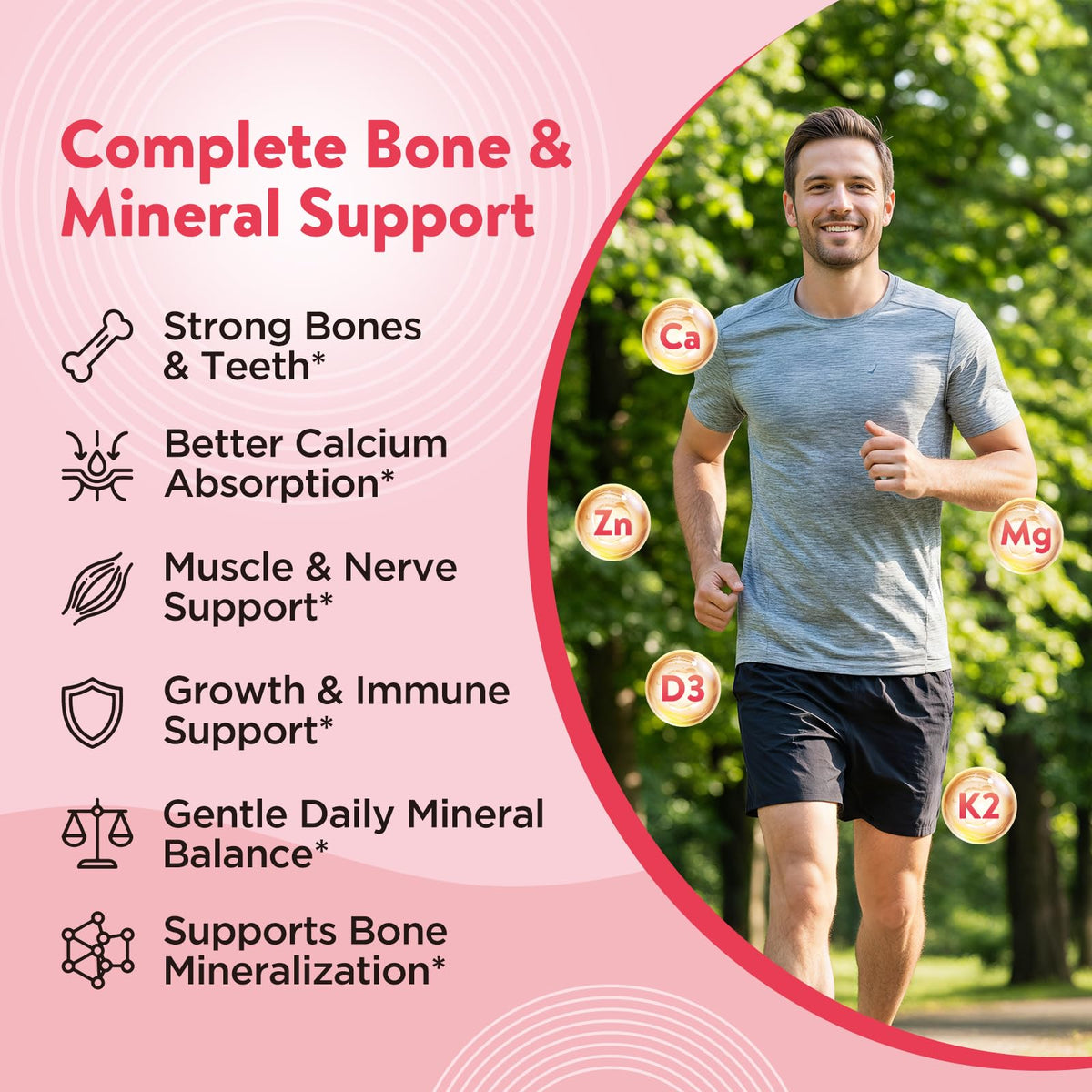 Gummies de Calcium Hovika 1200mg dans un bol avec des fruits frais